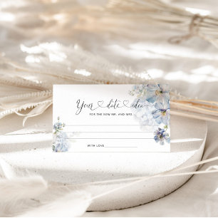 Carte D'accompagnement Aquarelle Bleu floral Date idées nuit. Date jar