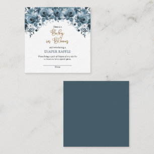 Carte D'accompagnement Aquarelle bleu Floral Garçon Bébé Déchets Raffle