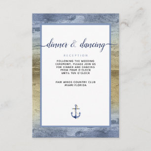 Carte D'accompagnement #Aquarelle bleu marine et or #Détails du Mariage