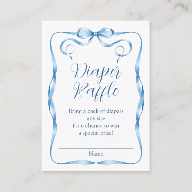 Carte D'accompagnement Aquarelle Bleu Ribbon Raffin (Devant)