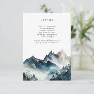 Carte D'accompagnement Aquarelle bleu Rustique Mounts Détails Boîtier