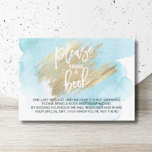 Carte D'accompagnement Aquarelle bleu turquoise Apportez un Baby shower d