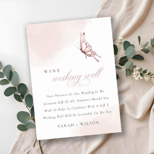 Carte D'accompagnement Aquarelle Bleue Cute Papillon Vin Wishing Bien