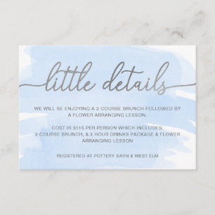 Carte D'accompagnement Aquarelle bleue Silver Petits détails