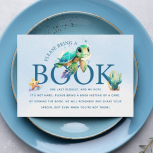 Carte D'accompagnement Aquarelle bleue sous le Baby shower marin