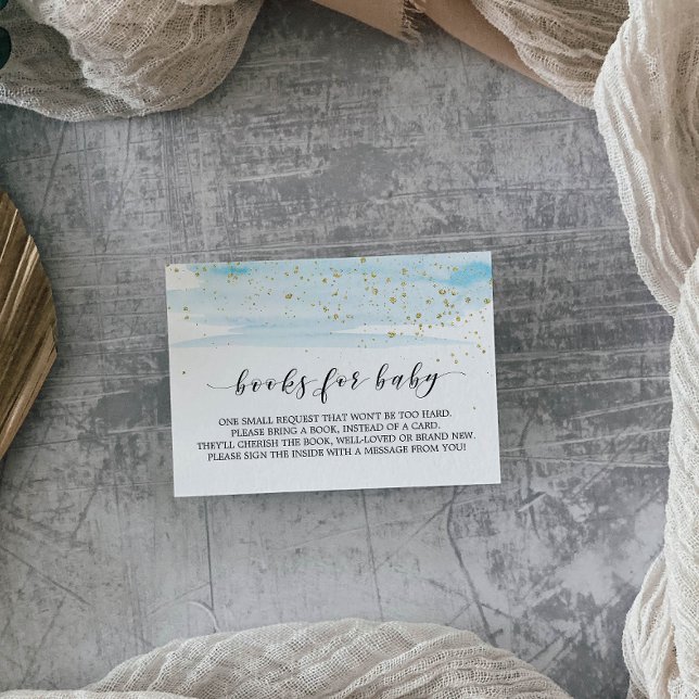 Carte D'accompagnement Aquarelle Blue Livre Demande d'invitation Insérer (Créateur téléchargé)