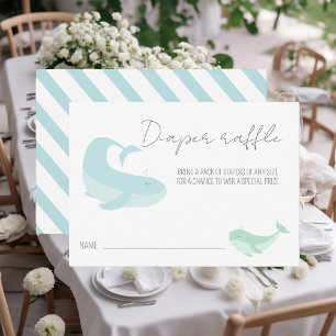 Carte D'accompagnement Aquarelle Blue Whale Baby shower Déchets Raffle