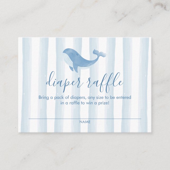 Carte D'accompagnement Aquarelle Blue Whale Baby shower Déchets Raffle (Devant)