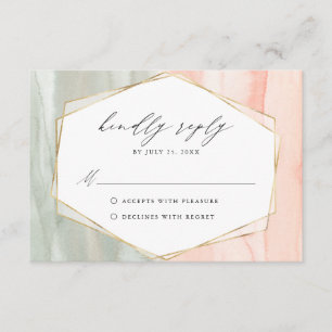Carte D'accompagnement Aquarelle Blush & Sage Mariage géométrique RSVP