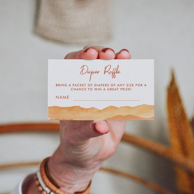 Carte D'accompagnement Aquarelle Boho Abstrait Desert Diaper Raffle (Créateur téléchargé)