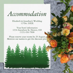 Carte D'accompagnement Aquarelle Bois Pines Mariage Hébergement