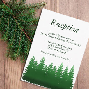 Carte D'accompagnement Aquarelle Bois Pines Réception de mariage