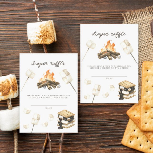 Carte D'accompagnement Aquarelle Bonfire Baby shower Déchets Raffin (Créateur téléchargé)