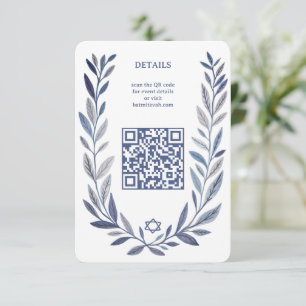 Carte D'accompagnement Aquarelle botanique BAR MITZVAH QR personnalisé