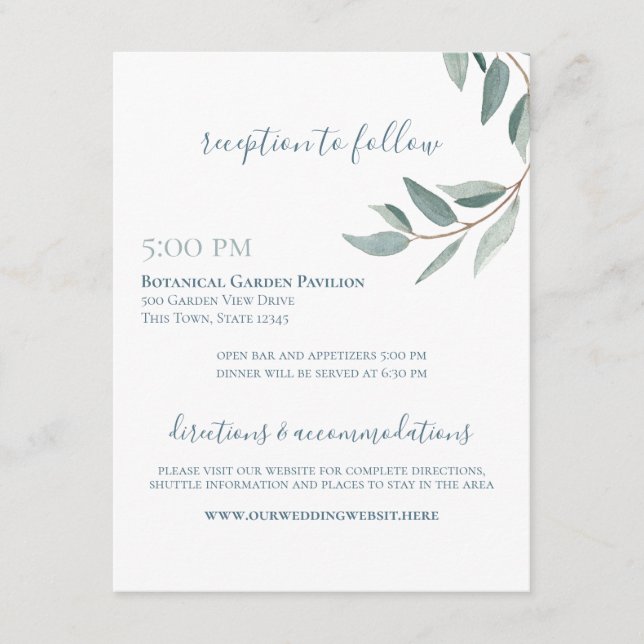 Carte D'accompagnement Aquarelle botanique Sage et Dusty Blue Vine info (Devant)