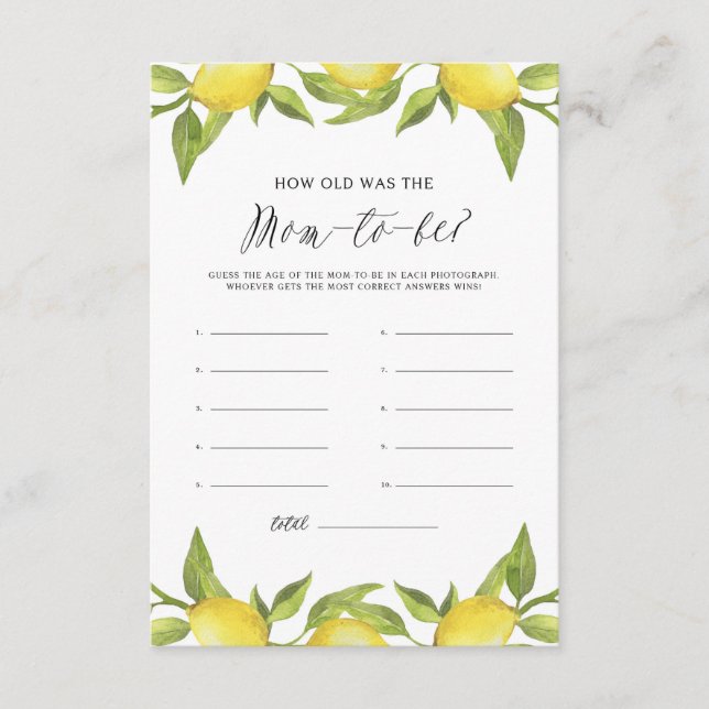 Carte D'accompagnement Aquarelle Citron vert Quel âge avait la maman (Devant)