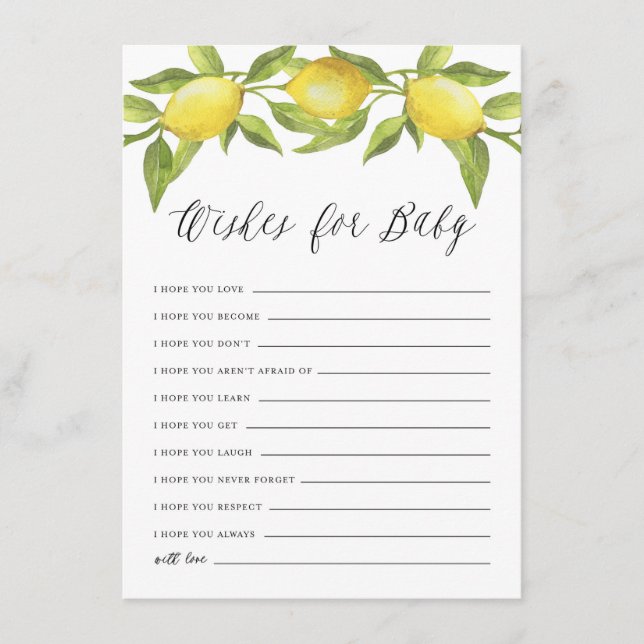 Carte D'accompagnement Aquarelle Citron vert Wire Wreath pour bébé (Devant)