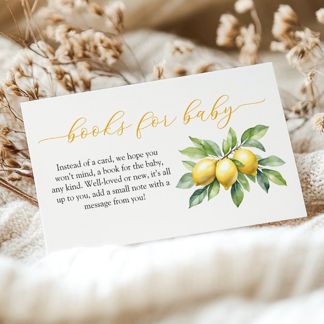 Carte D'accompagnement Aquarelle Citrus Lemon Baby shower Livres pour béb (Créateur téléchargé)