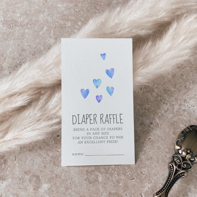 Carte D'accompagnement Aquarelle Coeurs Baby shower enfant Déchets Raffle (Créateur téléchargé)