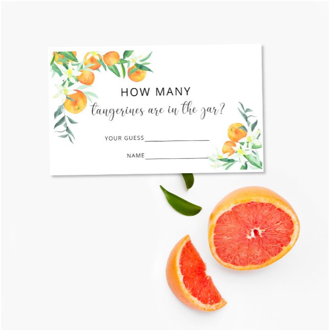 Carte D'accompagnement Aquarelle combien de tangerines sont dans le pot (Créateur téléchargé)