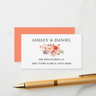 Carte D'accompagnement Aquarelle Coral Floral Registre Mariage