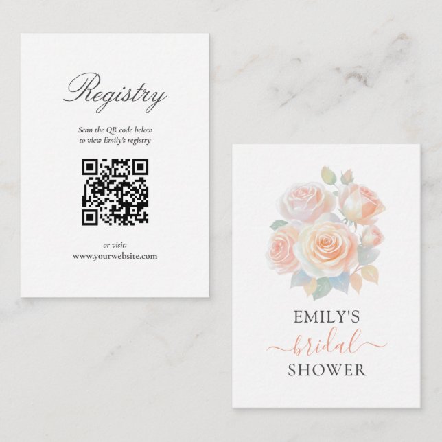 Carte D'accompagnement Aquarelle Coral rose Floral Garden Fête des mariée (Devant / Derrière)