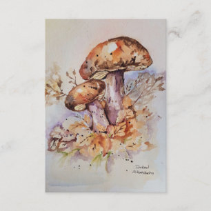 Carte D'accompagnement Aquarelle couleurs automne champignons