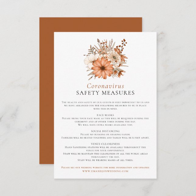 Carte D'accompagnement Aquarelle d'automne Florales Coronavirus Sécurité  (Devant / Derrière)