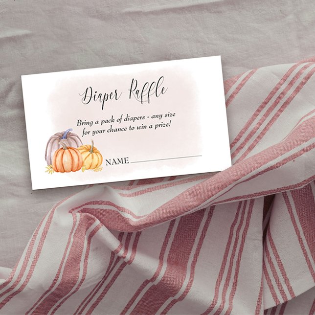 Carte D'accompagnement Aquarelle de fond Citrouille de fond (Girl Baby Shower Diaper Raffle Tickets from my Country Pumpkin collection)