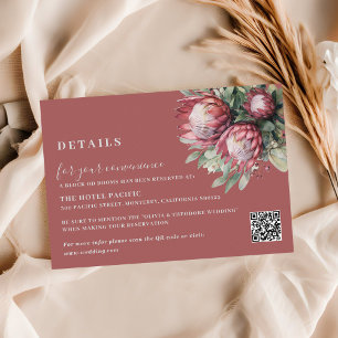 Carte D'accompagnement Aquarelle de Protea autochtone Boho floral Botaniq