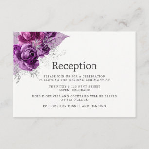 Carte D'accompagnement Aquarelle de prune et de marine Réception de maria