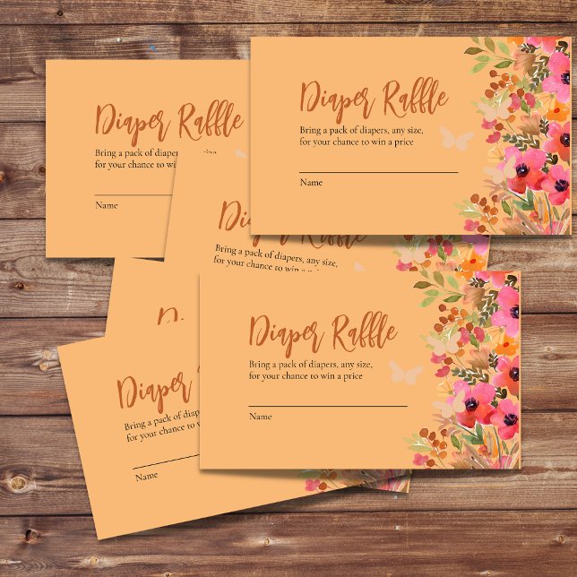 Carte D'accompagnement Aquarelle de tombola pêche fleurs de jardin rose (Créateur téléchargé)