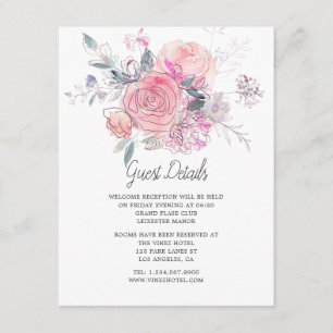 Carte D'accompagnement Aquarelle Doodle Floral Mariage Détails de l'invit