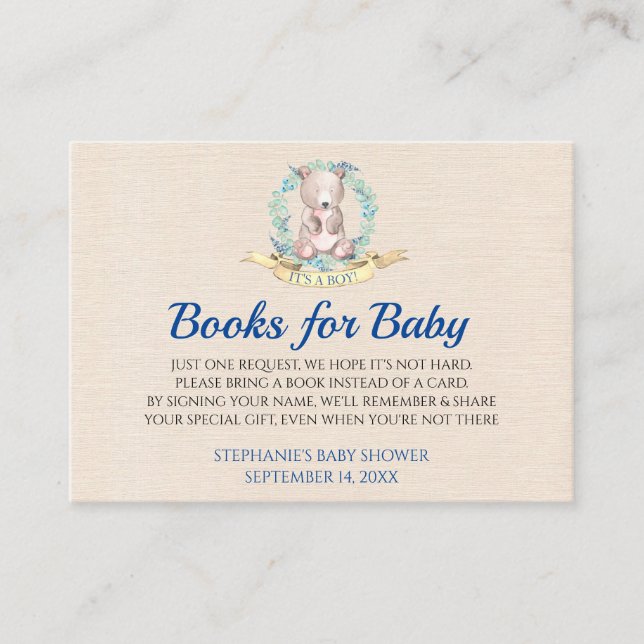 Carte D'accompagnement Aquarelle douce Ours en peluche Botanique Apportez (Devant)