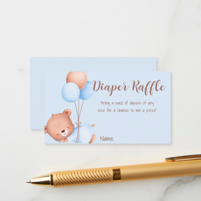 Carte D'accompagnement Aquarelle d'ours rose pâle Quireau Repas En (Devant/Arrière en situation)