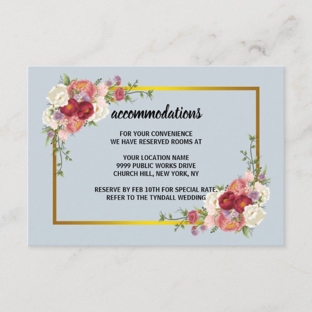 Carte D'accompagnement Aquarelle Dusty Gris Or Blush Peach Mariage (Devant)