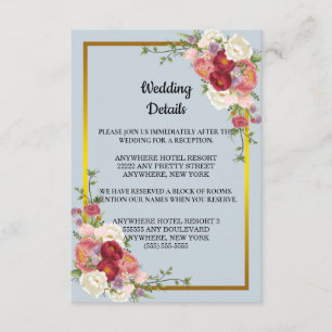 Carte D'accompagnement Aquarelle Dusty Gris Or Pêche Florale Mariage
