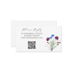 Carte D'accompagnement Aquarelle écossaise de chardon Mariage floral viol