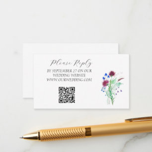 Carte D'accompagnement Aquarelle écossaise de chardon Mariage floral viol