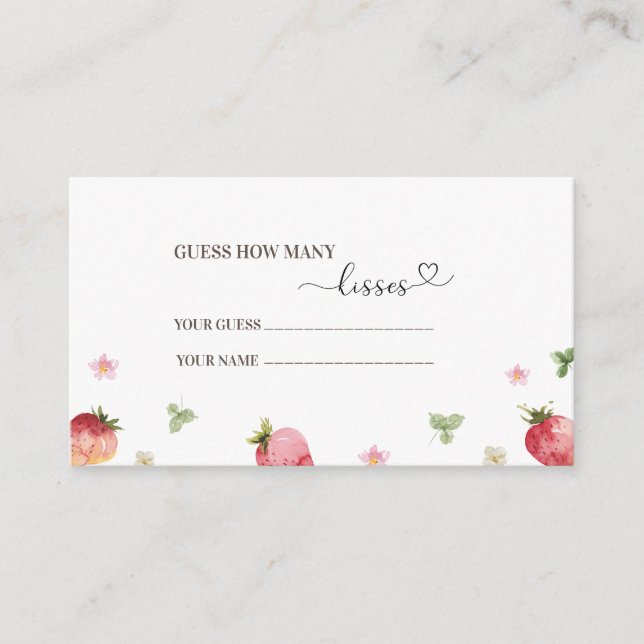 Carte D'accompagnement Aquarelle Elegant baby shower fraise combien (Devant)
