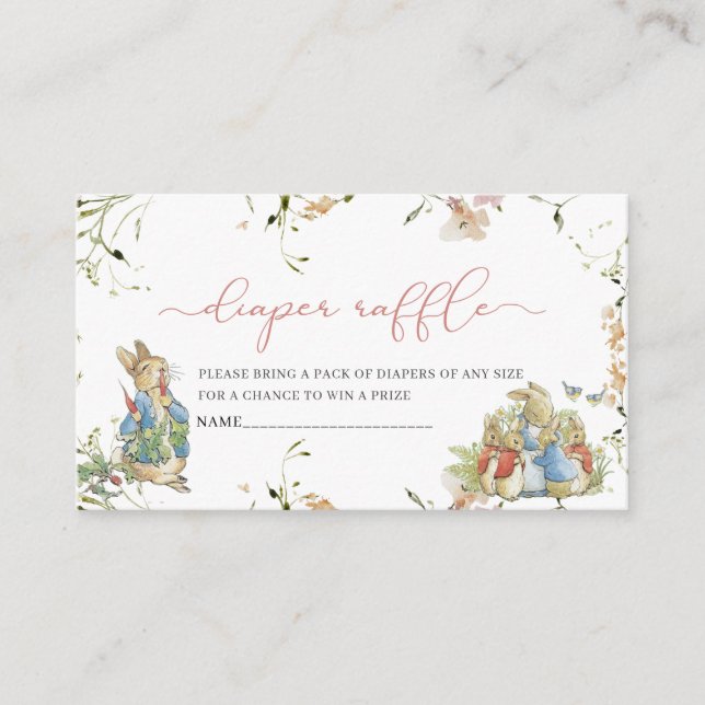 Carte D'accompagnement Aquarelle Elegant fleur sauvage Peter Rabbit bébé (Devant)