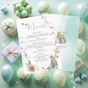 Carte D'accompagnement Aquarelle élégant Fleur sauvage Peter Rabbit bébé