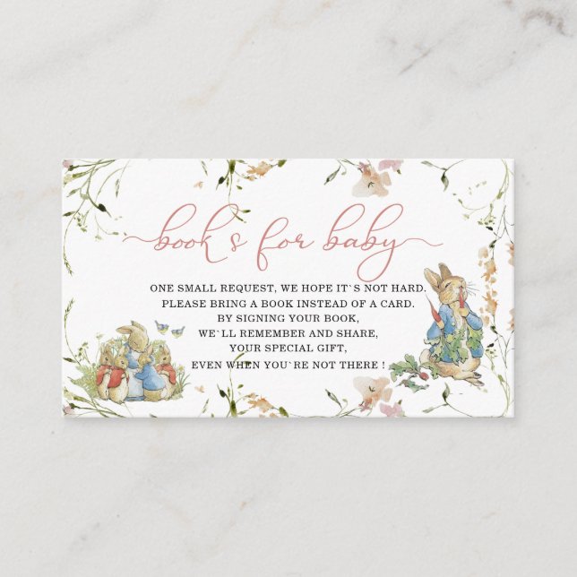 Carte D'accompagnement Aquarelle Elegant Peter Rabbit Fleur sauvage bébé  (Devant)