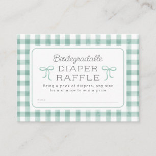 Carte D'accompagnement Aquarelle En vichy Sage Green Diaper Raffle