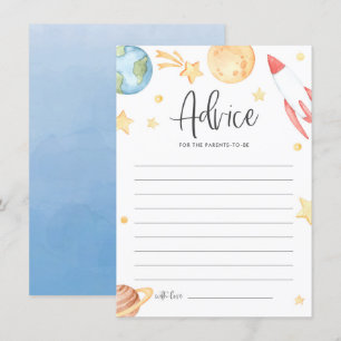Carte D'accompagnement Aquarelle Espace Thème Baby shower Parents Conseil