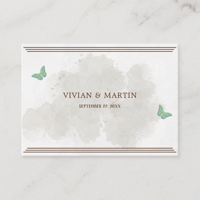 Carte D'accompagnement Aquarelle et papillon moderne QR code RSVP (Devant)