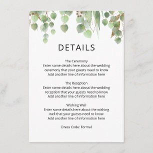 Carte D'accompagnement Aquarelle Eucalyptus Feuille Mariage de feuillage