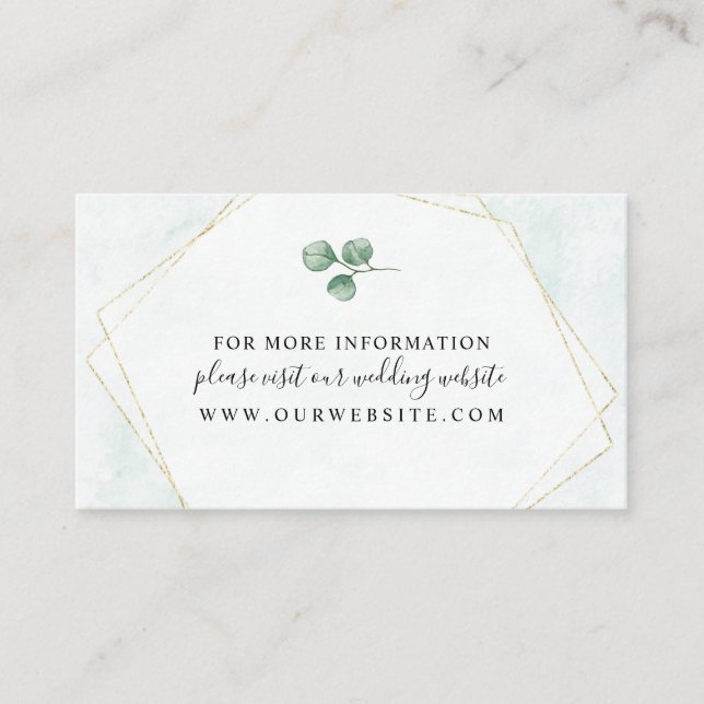 Carte D'accompagnement Aquarelle Eucalyptus + Gold RSVP site mariage (Devant)