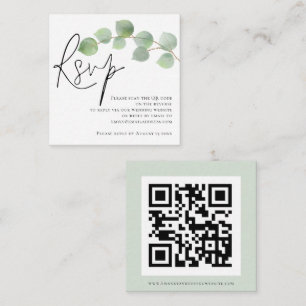 Carte D'accompagnement Aquarelle Eucalyptus Script QR Code Mariage RSVP