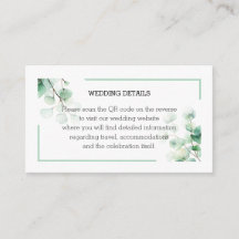 Aquarelle Eucalyptus Verdure QR Info Mariage